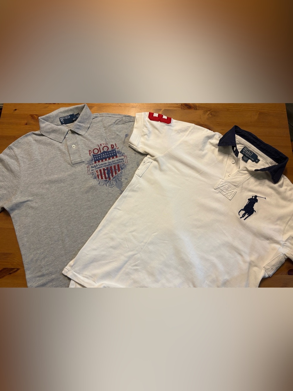 Polo Ralph Lauren Men’s Polo Shirt Bundle M/S Big Pony Custom Fit USA Flag 2pc
